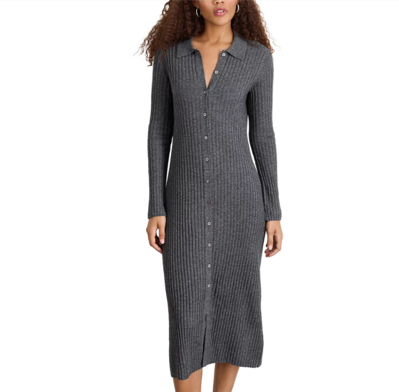 Alex Mill Alice Button Front Rib Knit Midi Dress MSRP $250