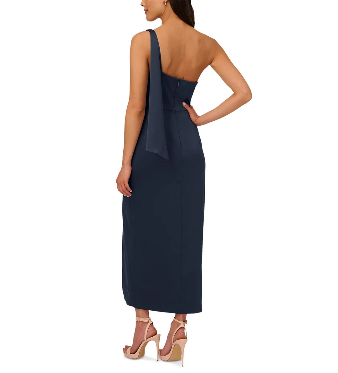Adrianna Papell Satin Crepe One-Shoulder Gown MSRP $199