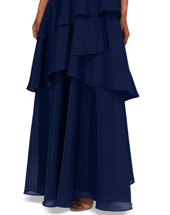 Aidan Mattox One Shoulder Tiered Gown MSRP $395