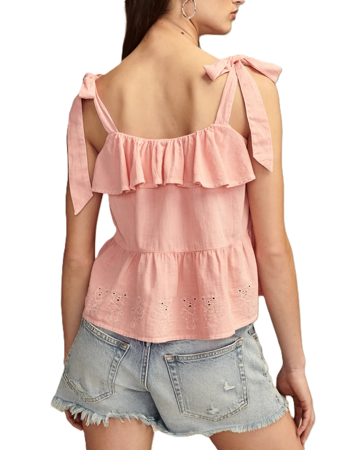 Lucky Brand Cotton Eyelet Dancing Bears Tank Top MSRP $79