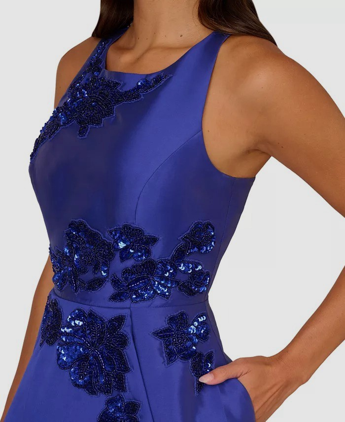 Adrianna Papell Beaded Mikado High-Low Gown MSRP $279