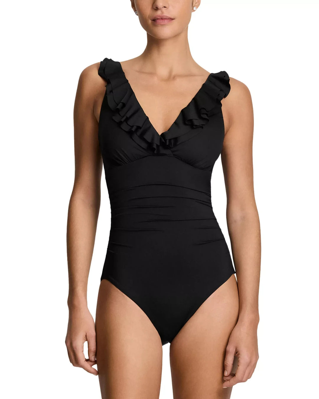 Ralph Lauren Ruffle Surplice One Piece Swimsuit MSRP $140