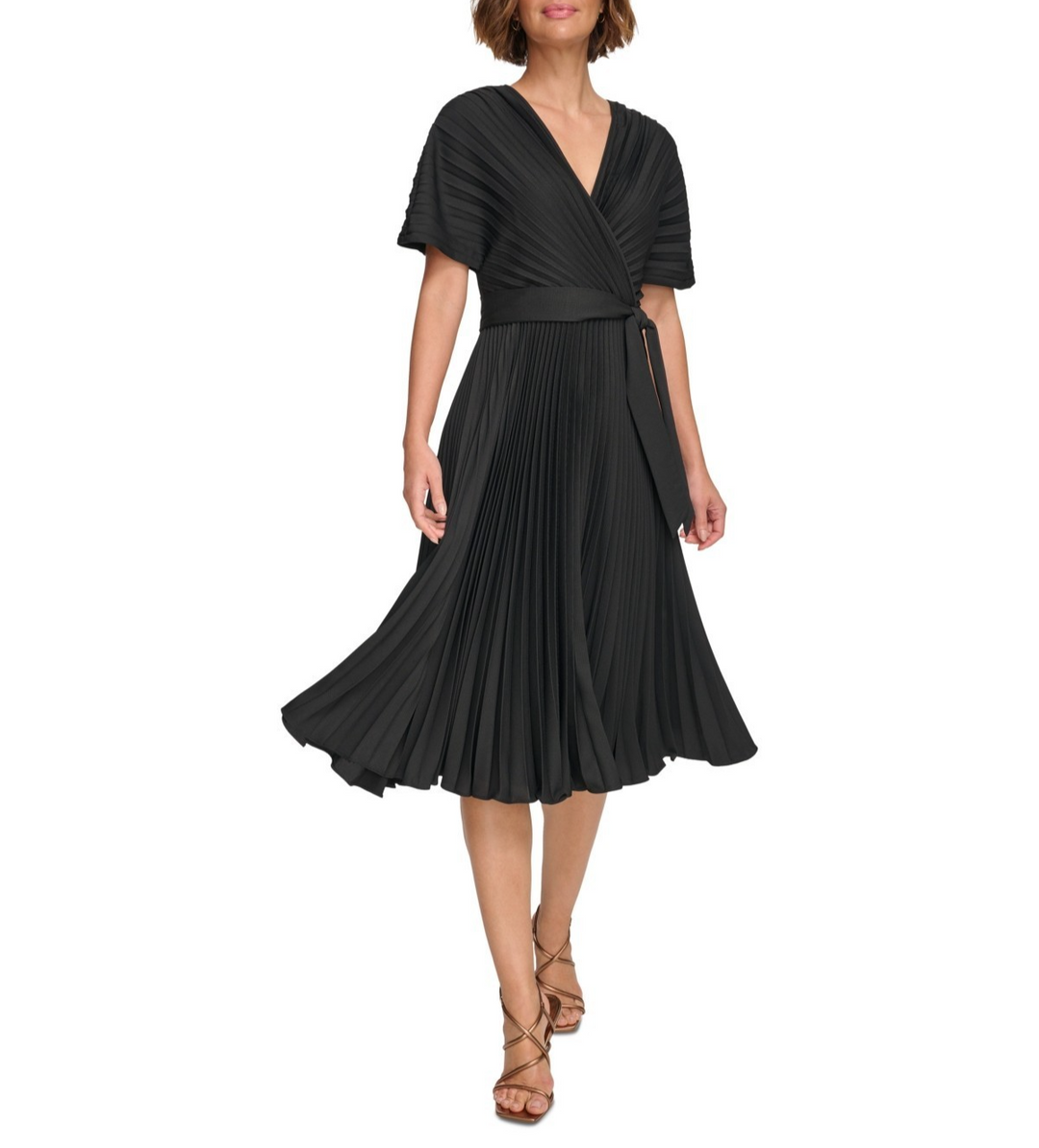 DKNY Women's Pleated Fit & Flare Dress MSRP $169
