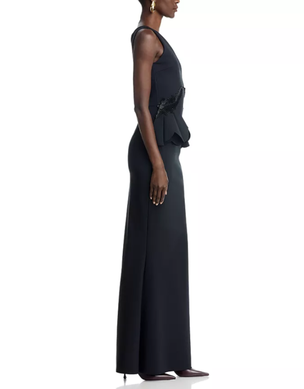 Chiara Boni La Petite Robe Nawa Beaded Peplum Gown MSRP $1190