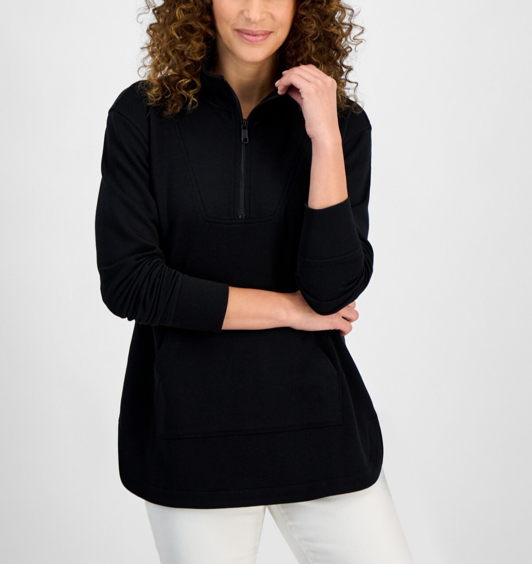 Style & Co Petite Yummy Quarter-Zip Long-Sleeve Sweatshirt MSRP $49