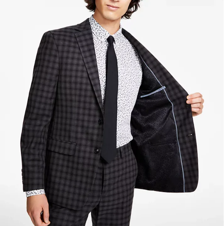 Bar III Men's Slim-Fit Check Suit Jacket MSRP $425