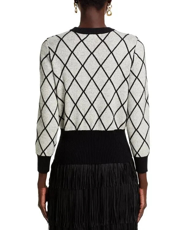 Nancy Yang Embellished Velvet Bow Knit Cardigan MSRP $96