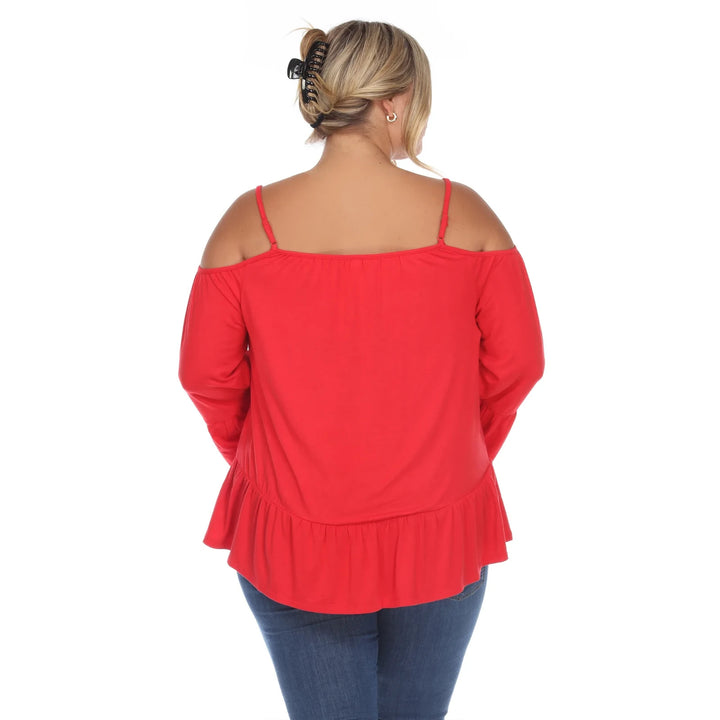 White Mark Women's Plus Size Cold Shoulder Ruffle Sleeve Top MSRP $46