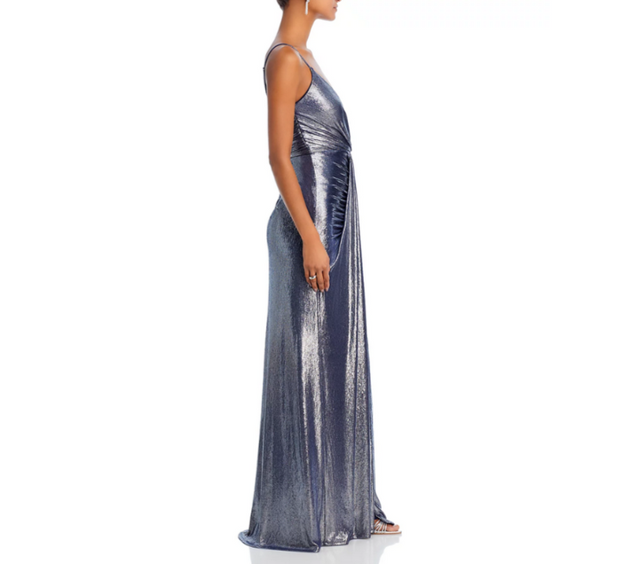 Ramy Brook Kade Metallic V Neck Gown MSRP $495