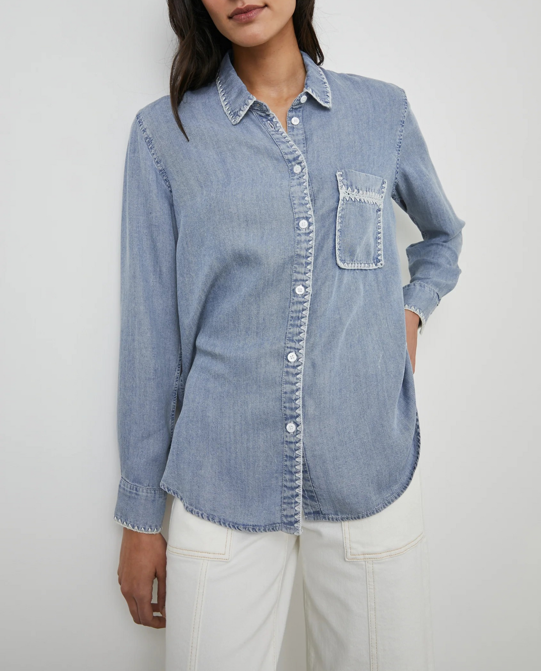 Rails Saya Button-Front Denim Shirt MSRP $188