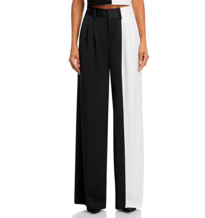 Alice and Olivia Pompey Color Block Wide Leg Pants MSRP $395