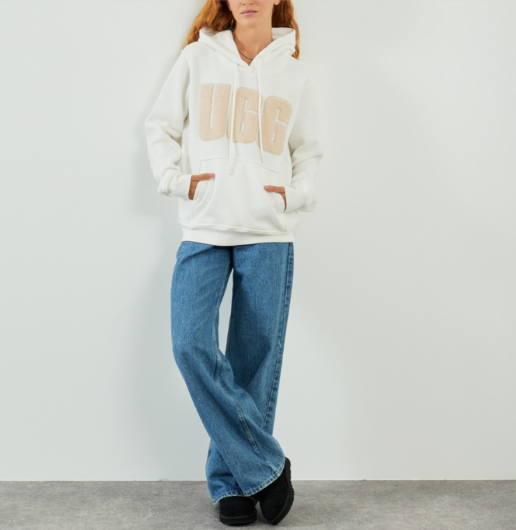 UGG® Rey UGGfluff Logo Hoodie MSRP $98