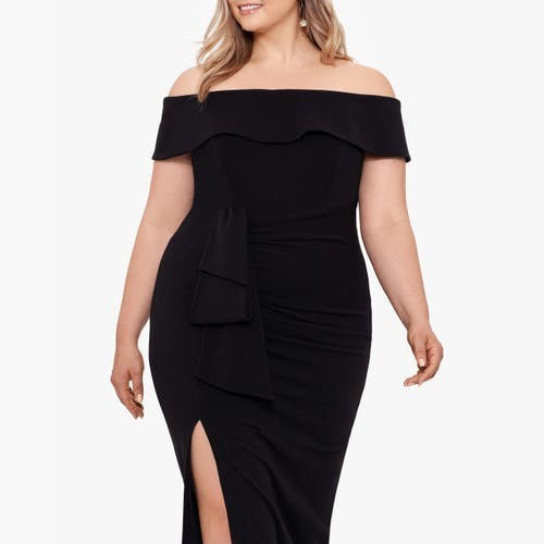 Xscape Plus Size Off-the-Shoulder Gown - Black