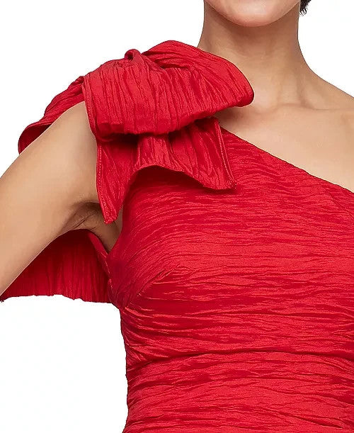 Alex Evenings Bow-Detail One-Shoulder Scuba-Crepe Gown MSRP $199