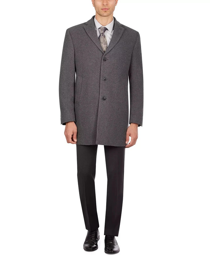 Calvin Klein Men's Prosper Wool-Blend Slim Fit Overcoat MSRP $395