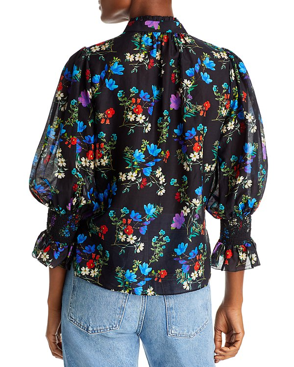 Alice And Olivia Women's Silk Floral Blouse MSRP $395
