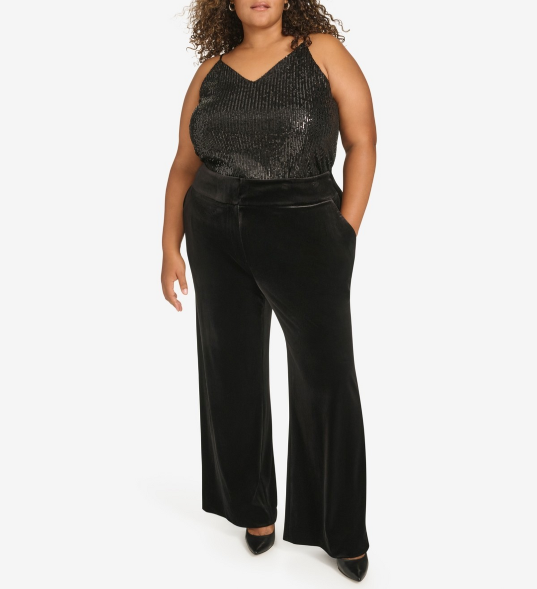 Calvin Klein Plus Size High Rise Wide Leg Velvet Pants MSRP $109