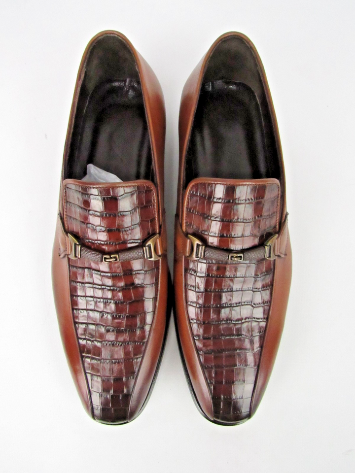Classic Men’s Croc Embossed Calf Leather Loafers – Handcrafted Size EU 41