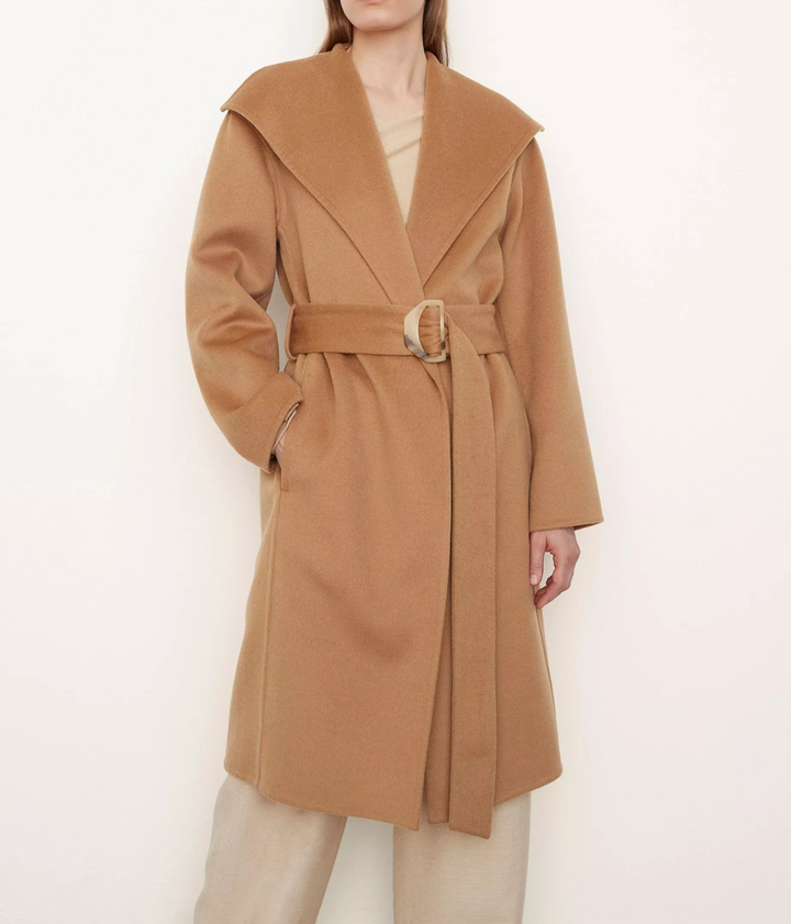Vince Drape Neck Wool & Cashmere Coat MSRP $995
