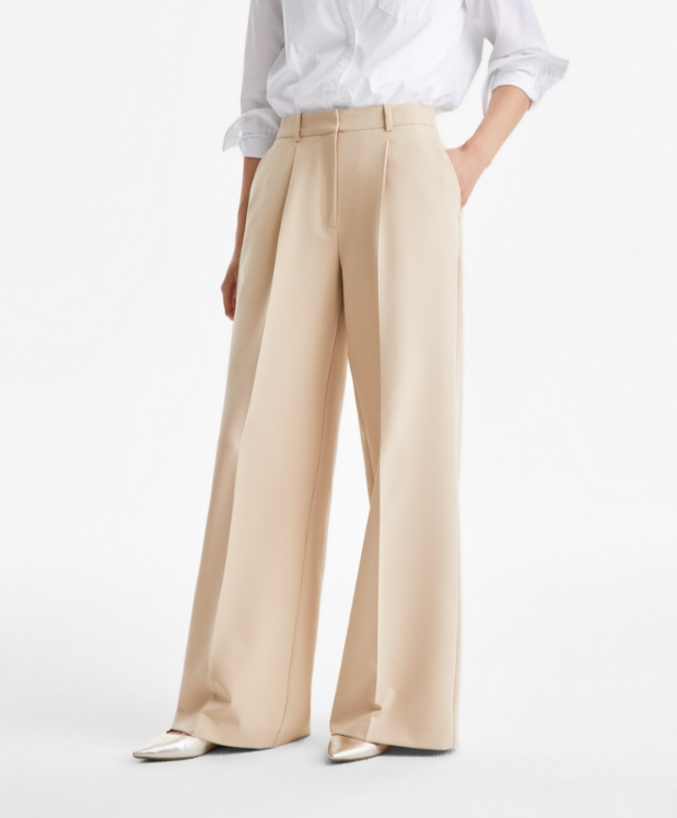 BOSS Creased High-Rise Wide-Leg Trousers MSRP $158