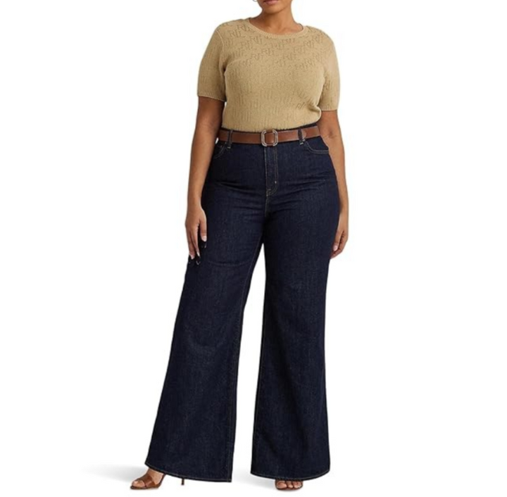 Lauren Ralph Lauren Plus Size Mid-Rise Wide-Leg Jeans MSRP $145