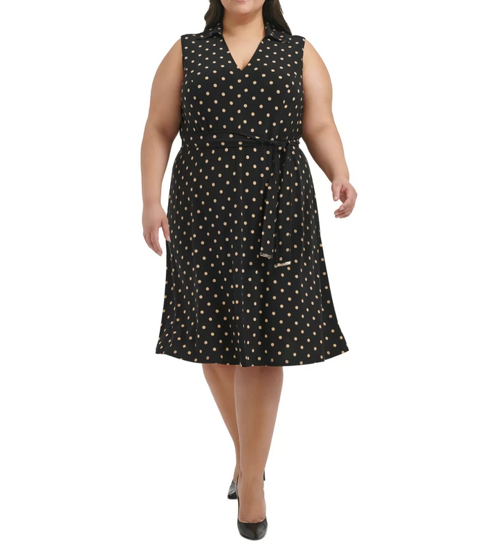 Tommy Hilfiger Plus Size Classic Dot Print Jersey Midi Dress