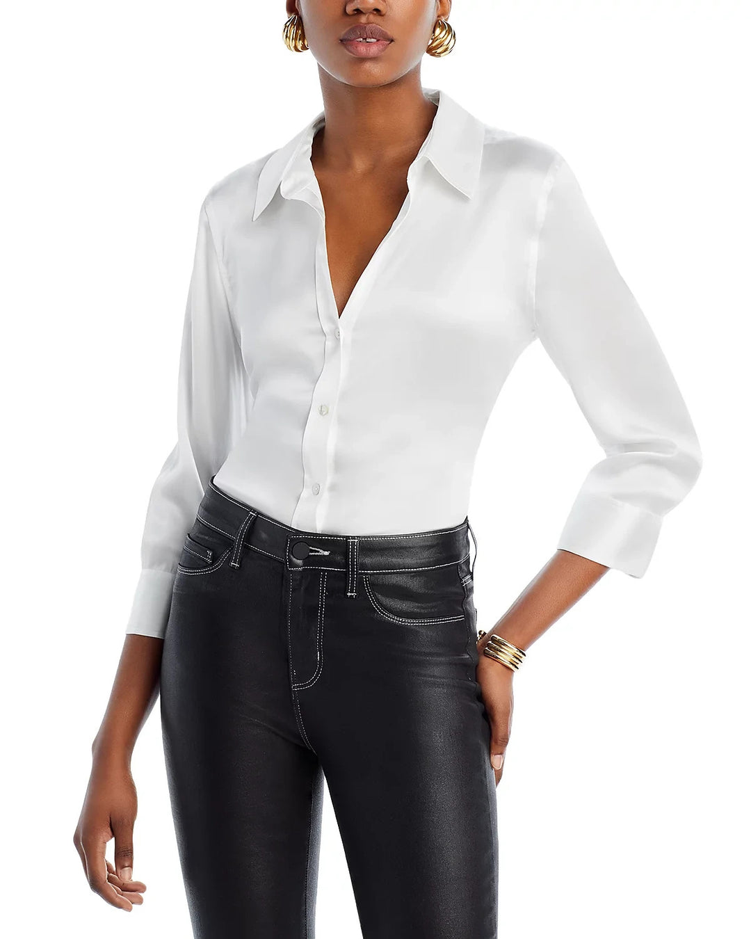 L'Agence Dani Silk Charmeuse Blouse MSRP $345