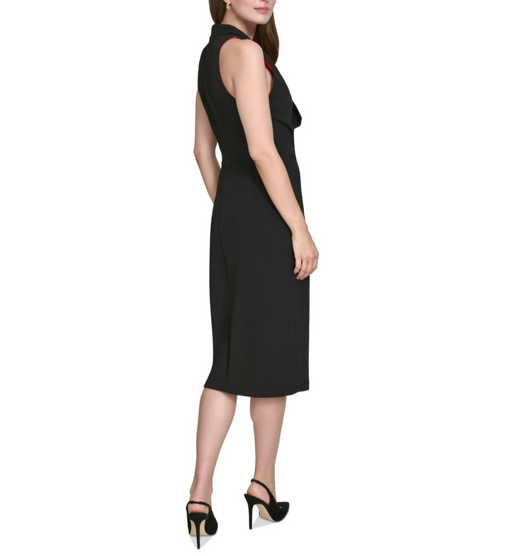 Halston Women's Cowlneck Sleeveless Side-Ruched Dress MSRP $139