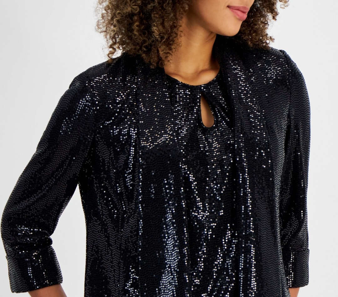 Kasper Women's Mirror-Dot Open-Front Shawl-Collar Jacket MSRP $99