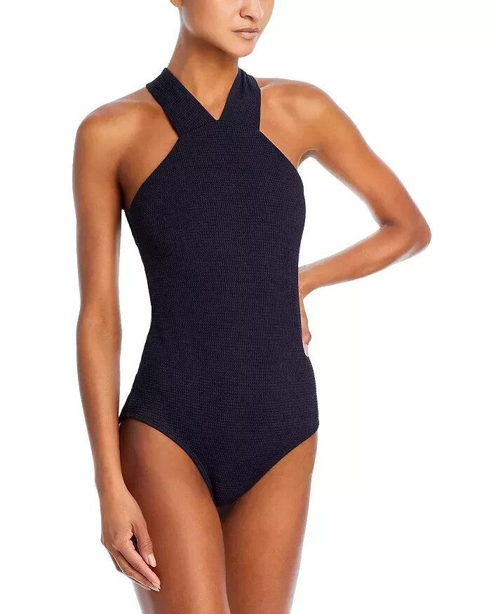 Shoshanna Plisse High Neck One Piece Swimsuit MSRP $240