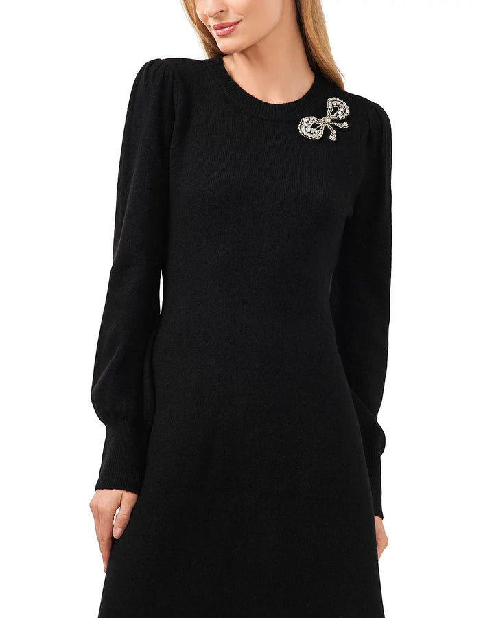 CeCe Bow Applique Sweater Dress MSRP $99