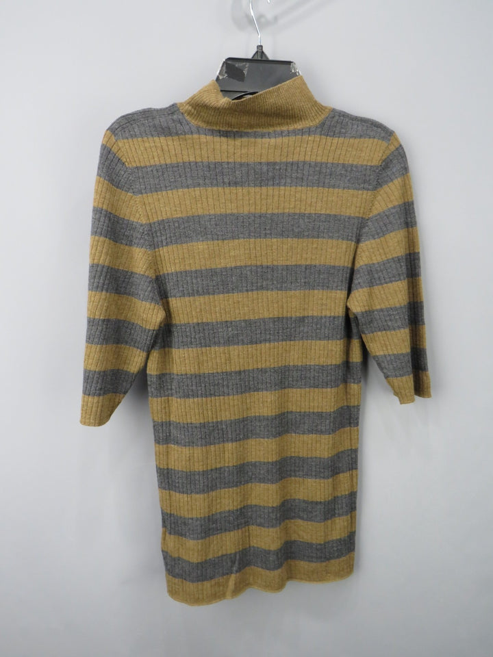 Majestic Filatures Striped Rib Knit Merino Wool Mock-Neck MSRP $280