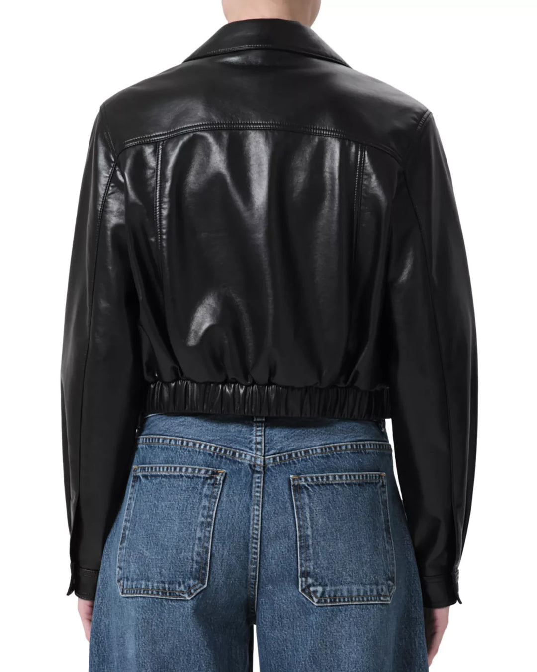 AGOLDE x Shoreditch Ski Club Essie Leather Cropped Jacket MSRP $550