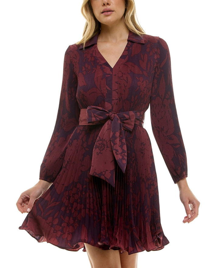 Taylor Petite Printed Pleated a-Line Dress MSRP $138