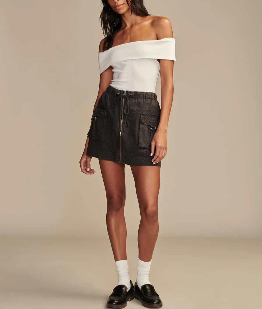 Lucky Brand Army Cargo Linen-Blend Mini Skirt MSRP $79