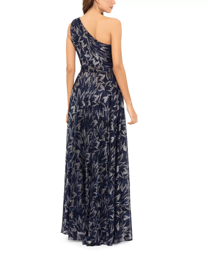 Betsy & Adam Women's One-Shoulder Metallic Gown MSRP $289
