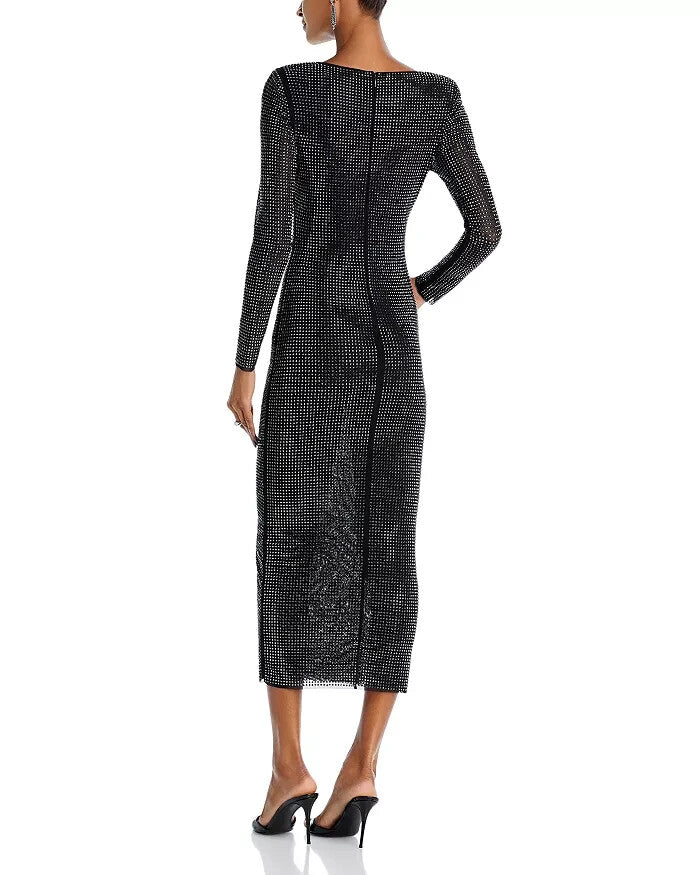 Self-Portrait Gathered Rhinestone Midi Dress MSRP $655 Size 2 # 14B 1888