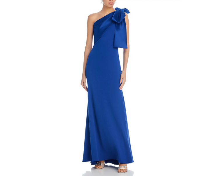 AQUA Long Satin Bow Maxi Dress MSRP $278