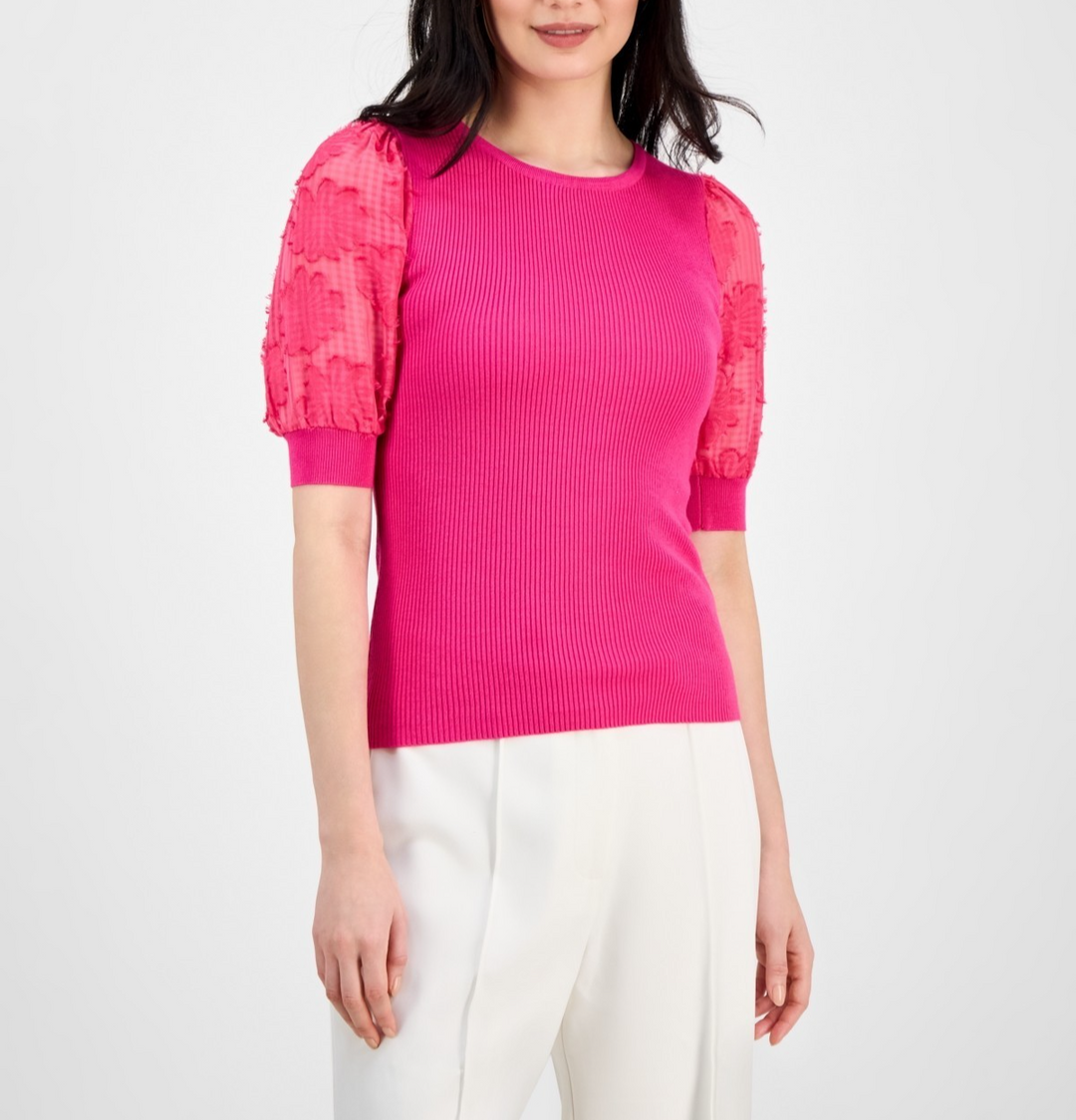 T Tahari Women's Round-Neck Elbow-Length-Sleeve MSRP $78