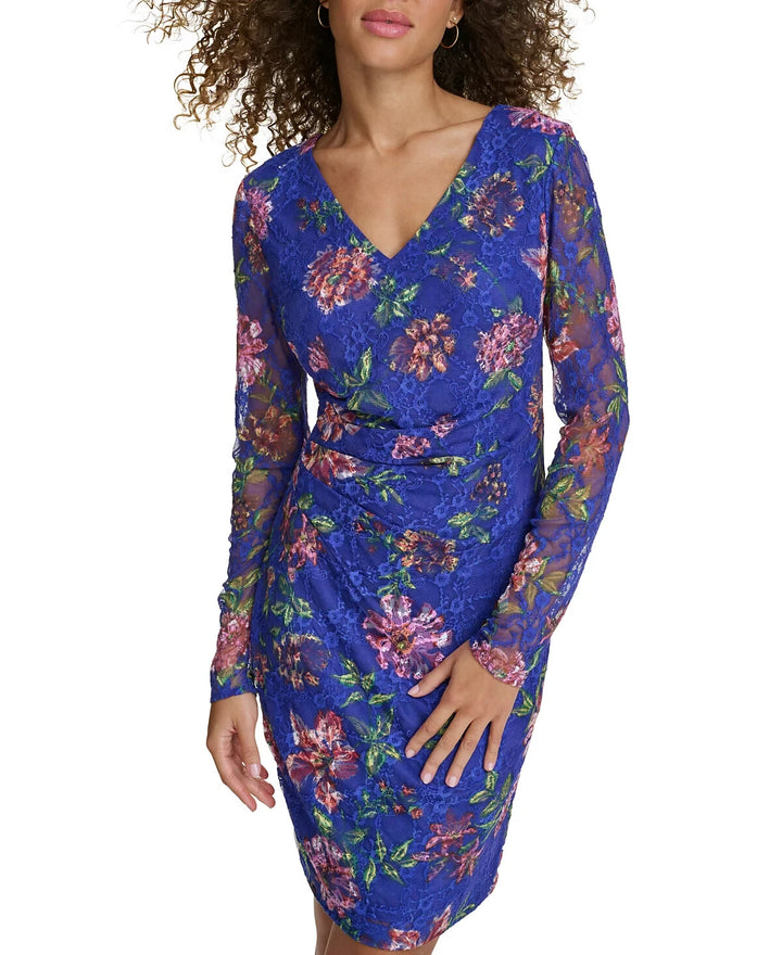 Siena Floral-Print Lace Bodycon Dress MSRP $128