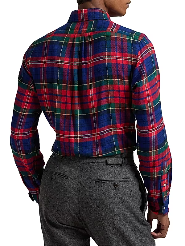 Polo Ralph Lauren Classic-Fit Plaid Brushed Flannel Shirt MSRP $148