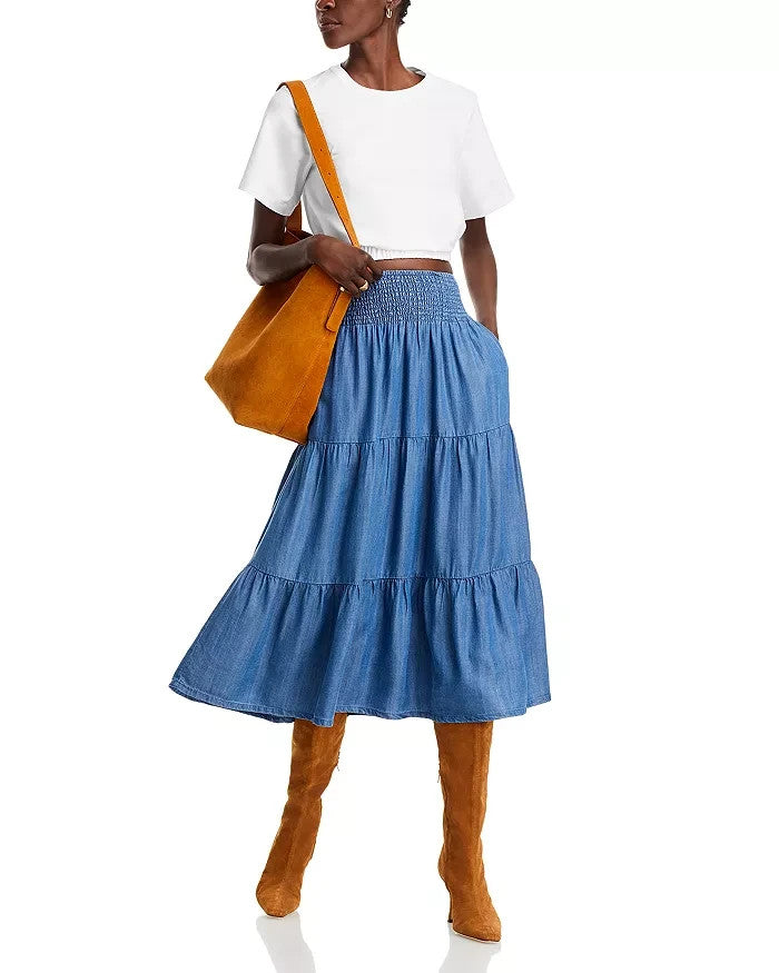 Marine Layer Corrinne Tiered Midi Skirt MSRP $118