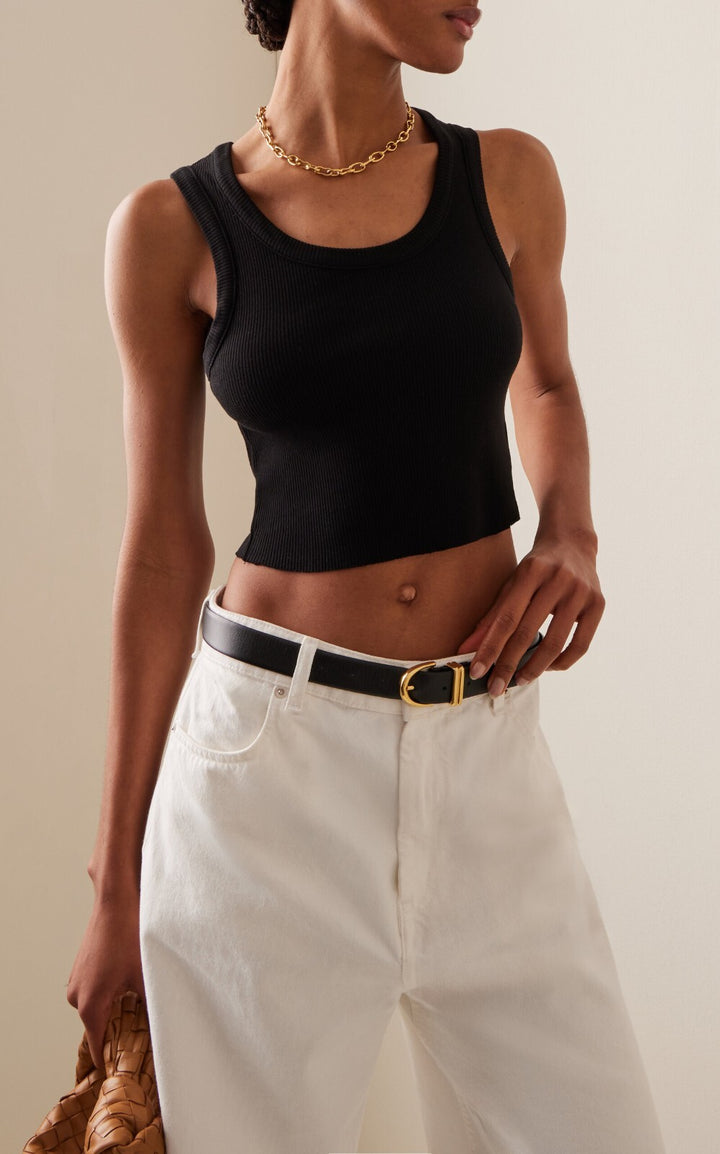 Agolde, Sleeveless Tops, Ribbed Tank Top with Sporty Cut