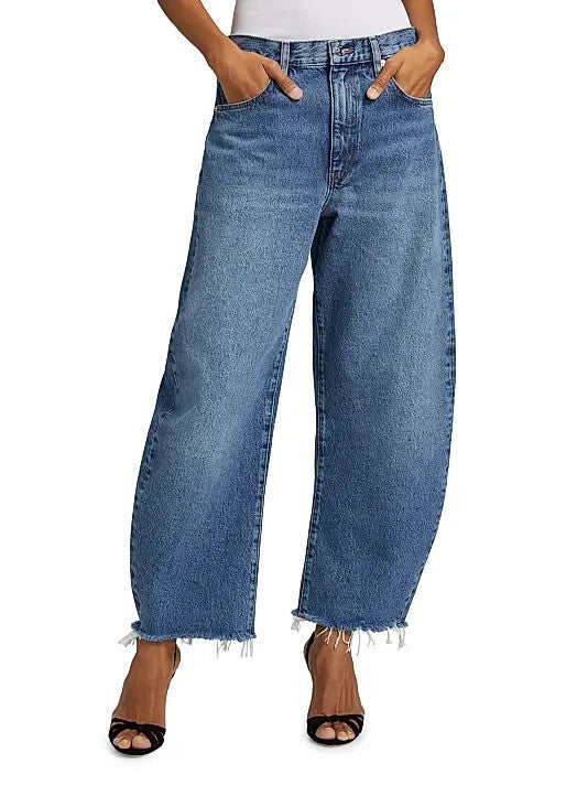 FRAME The Bubble High-Rise Barrel Crop Jeans MSRP $298