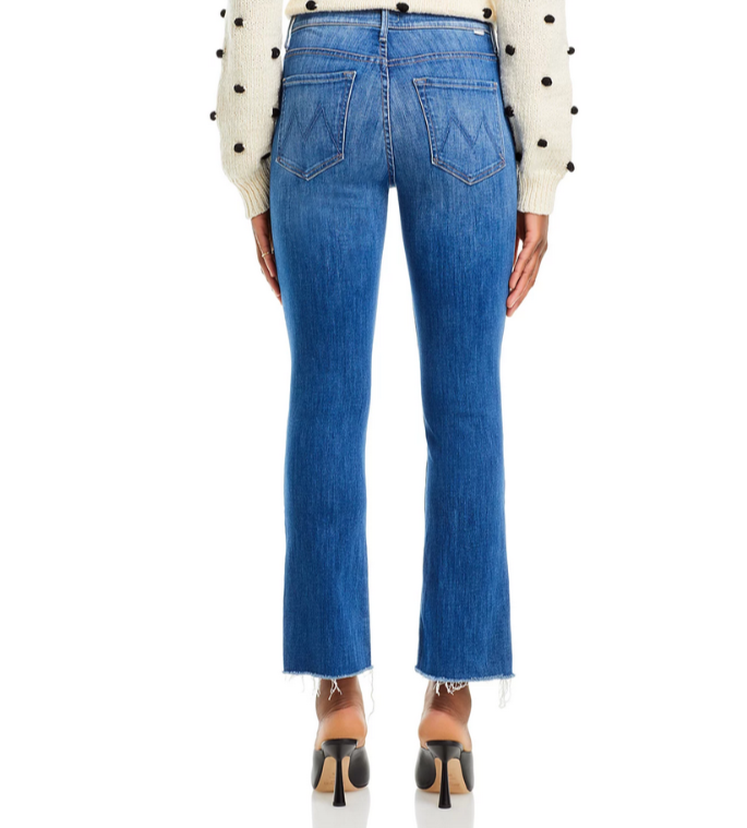 MOTHER The Insider Flood Fray High Rise Ankle Straight Jeans MSRP $248