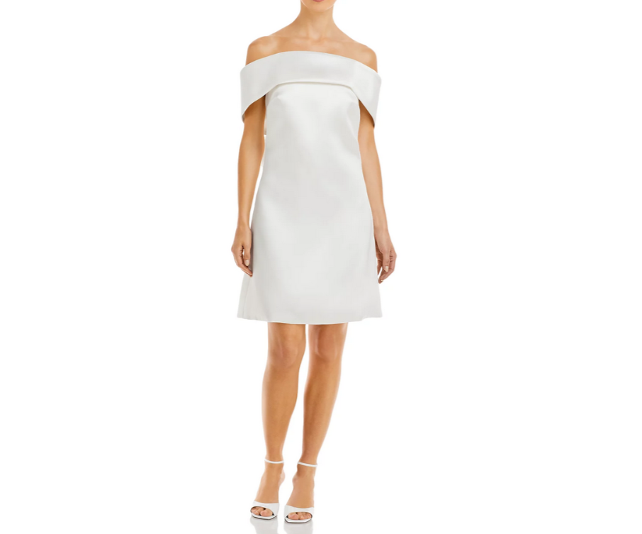 Amsale Off The Shoulder Shift Dress MSRP $385
