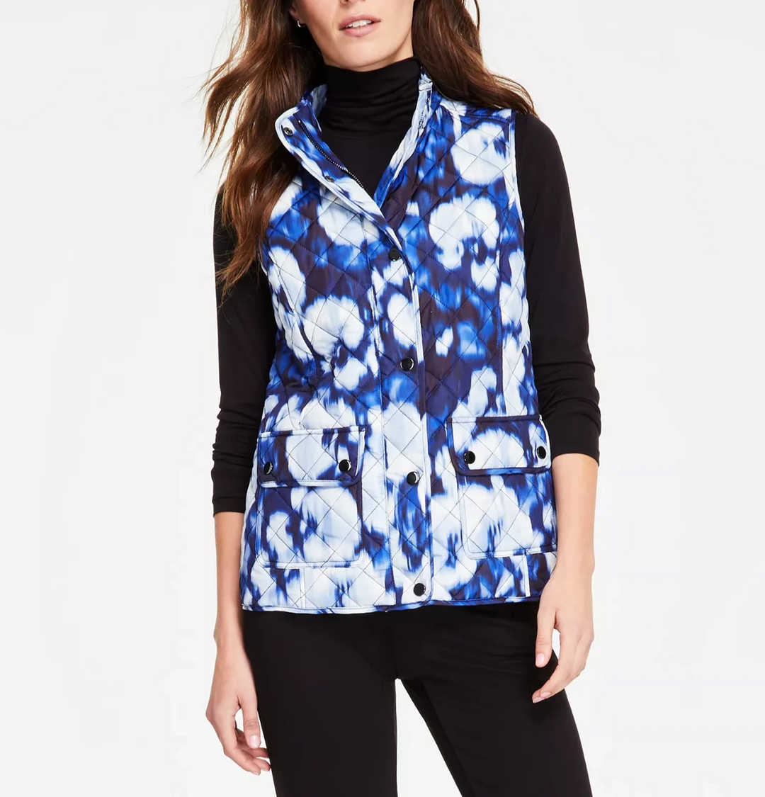 Jones New York Printed Quilted Patch-Pocket Vest MSRP $89