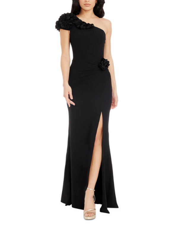 Dress the Population Aubrielle Rosette One Shoulder Gown MSRP $298