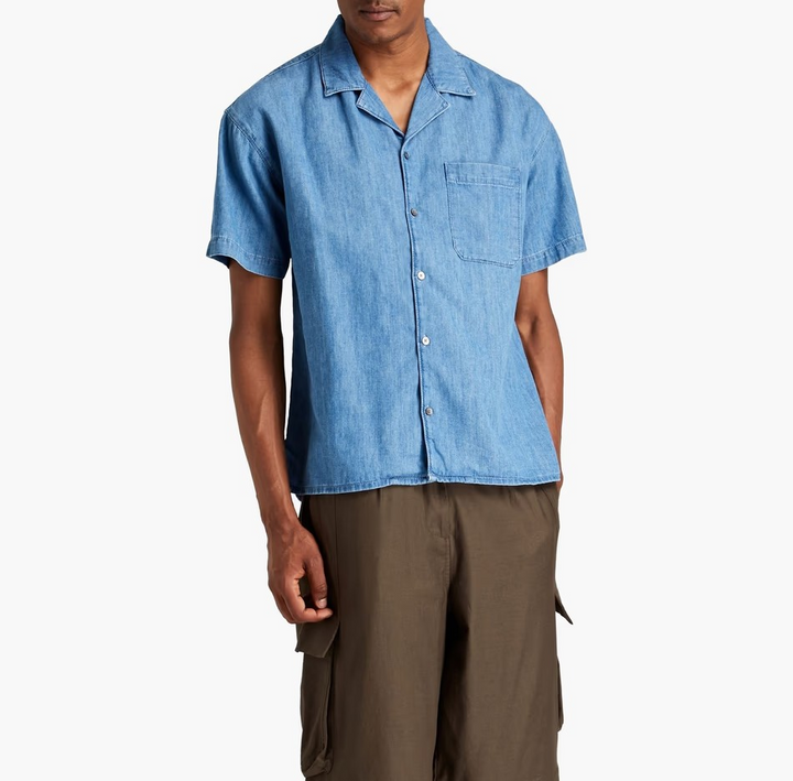 FRAME Denim Chambray Linen-Blend Shirt MSRP $198