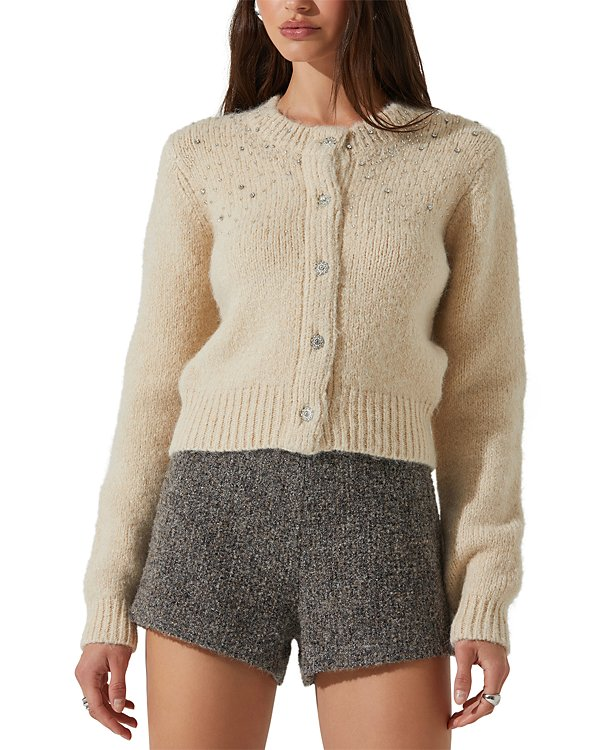 ASTR the Label Sigourney Crewneck Cardigan Sweater MSRP $128